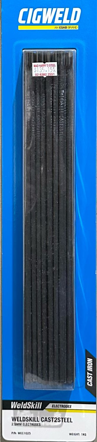 Cigweld WeldSkill CAST2STEEL 2.5mm X 1.0kg Electrodes