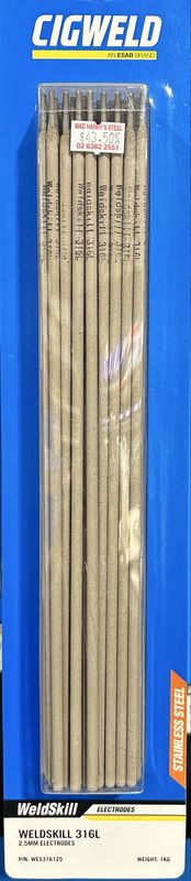 Cigweld WeldSkill 316L 2.5mm X 10 Electrodes