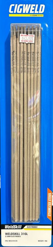 Cigweld WeldSkill 316L 2.5mm X 1.0kg Electrodes