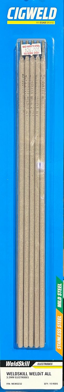 Cigweld WeldSkill WELDiT All 3.2mm X 10 Electrodes