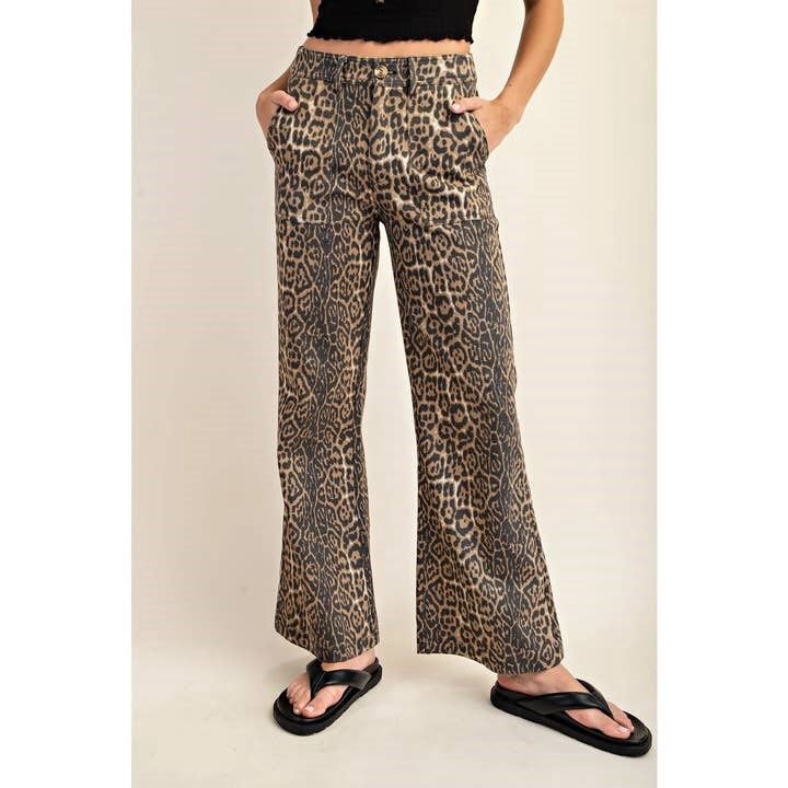Leopard Print Flare Jeans
