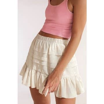 Tiered Ruffled Hemline Elastic Waist Mini Skirt