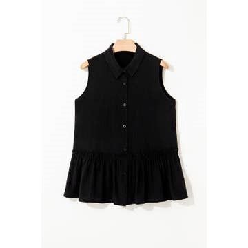 Solid Sleeveless Buttoned Shirt