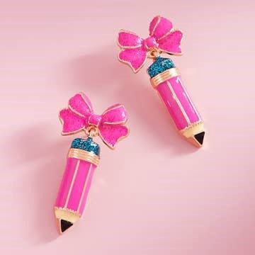 Enamel Bow Pencil Earring