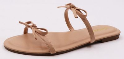 Bamboo Bow Tie Strap Flat Sandals