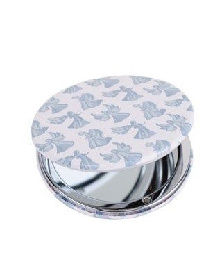 Joyce Angel Pocket Mirror White/ Light Blue 2.75&quot;