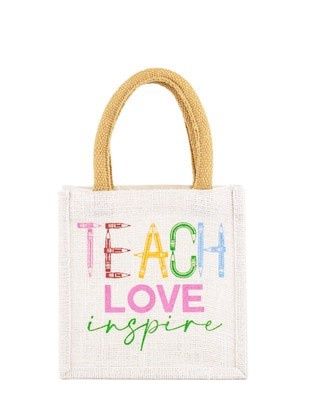 Teach Love Inspire Petite Gift Tote White/Multi 7x7x5