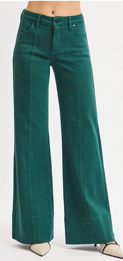 TUMMY CONTROL MID RISE WIDE LEG WITH WIDE HEM PANTS