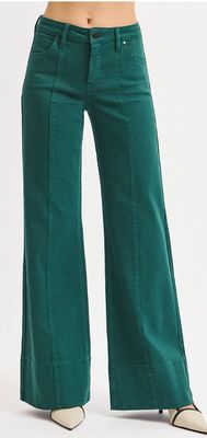 TUMMY CONTROL MID RISE WIDE LEG WITH WIDE HEM PANTS