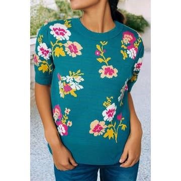 Flower Pattern Knit Top