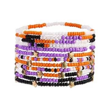 Stackable Halloween Seed Beaded Bracelets
