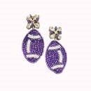 Purple &amp; White Football Game Day Earrings