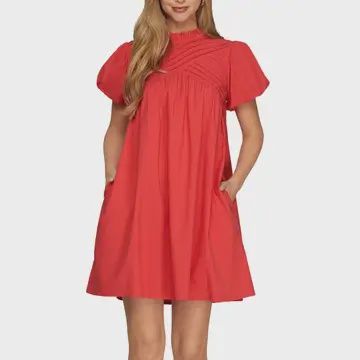 Pintuck Detail Mini Dress