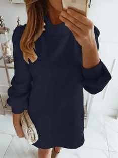 Solid High neck Mini Dress