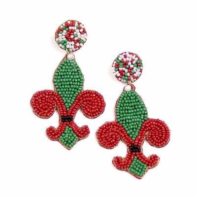 Fleur De Lis Beaded Earrings