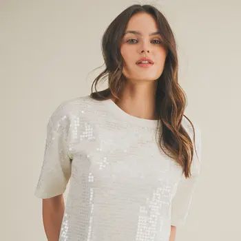Short Sleeve Sequin Top