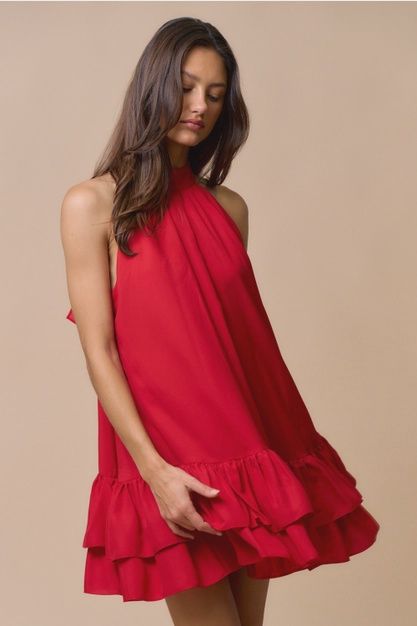 Red Ribbon Mini Dress