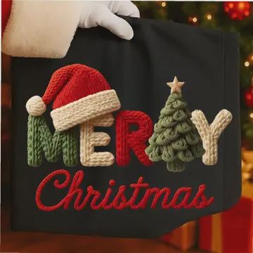 Merry Christmas Santa Hat Faux Yarn