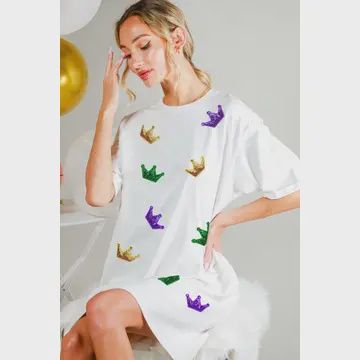 Mardi Gras. Crown Sequin Detail Dress