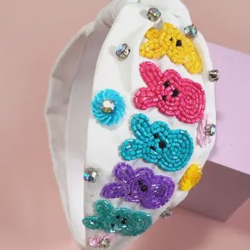 Easter Bunny Beaded Rhinestone Headband Hair Band