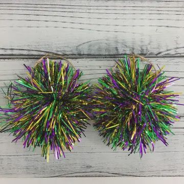 Mardi Gras Tinsel Pompom Hoops