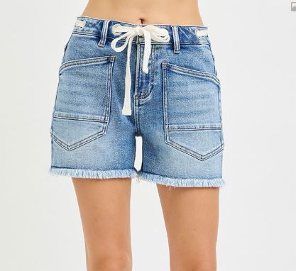 SLOUCHY EYELET STRING DETAIL SHORTS RDS6417 LIGHT