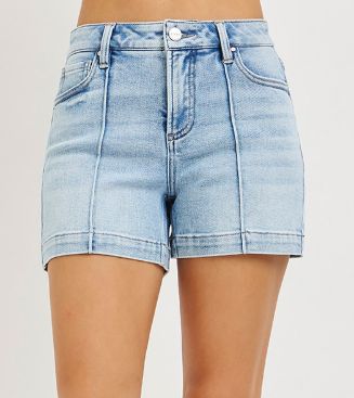 TUMMY CONTROL HIGH RISE PINTUCK DETAIL SHORTS RDS6448 LIGHT