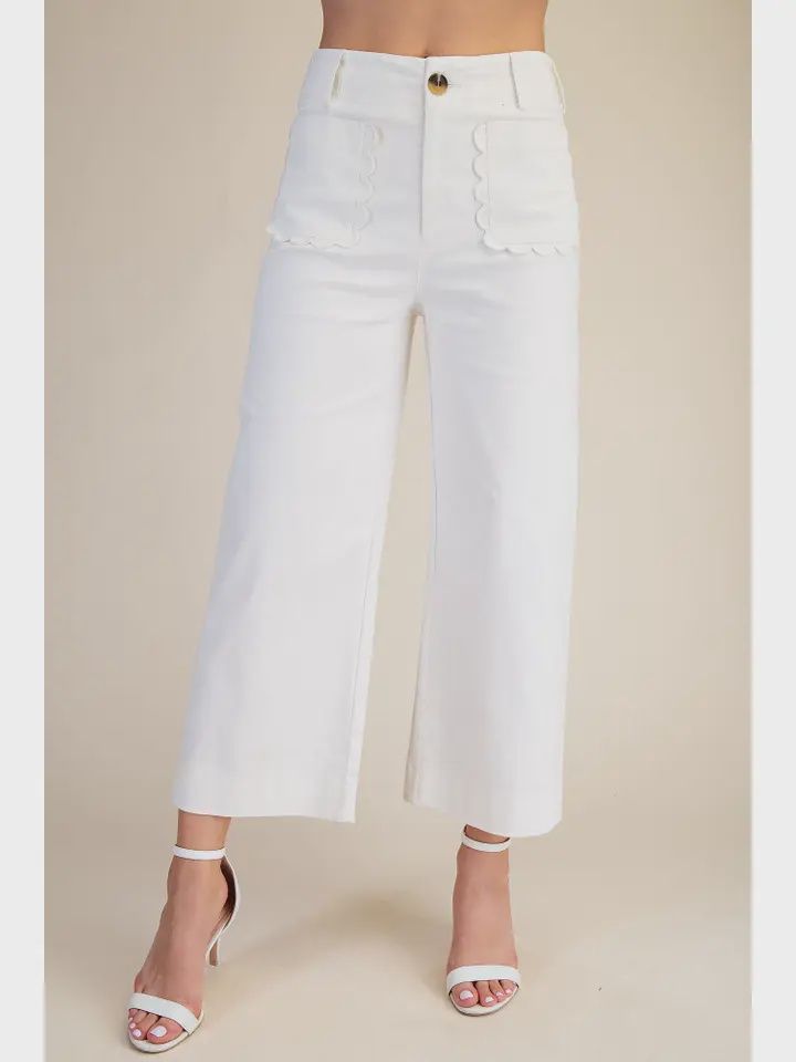 Colette Wide-Leg Scallop Pocket Pants - Reorder Friendly