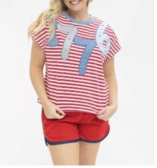 1776 Red White Stripe Top