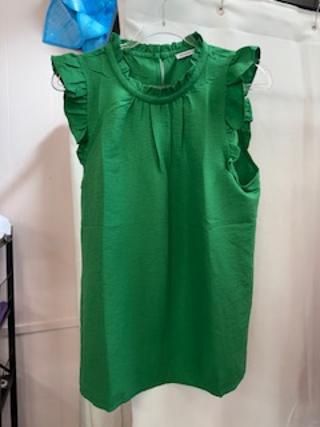 Ruffle Neck Flutter Sleeve