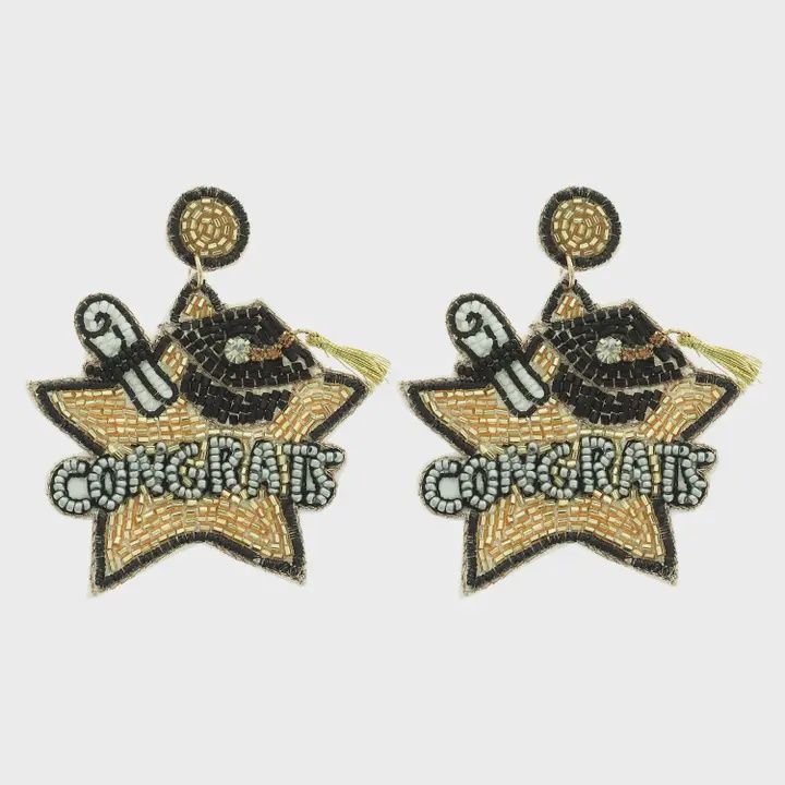 Congrats Letter Beaded Star Earrings