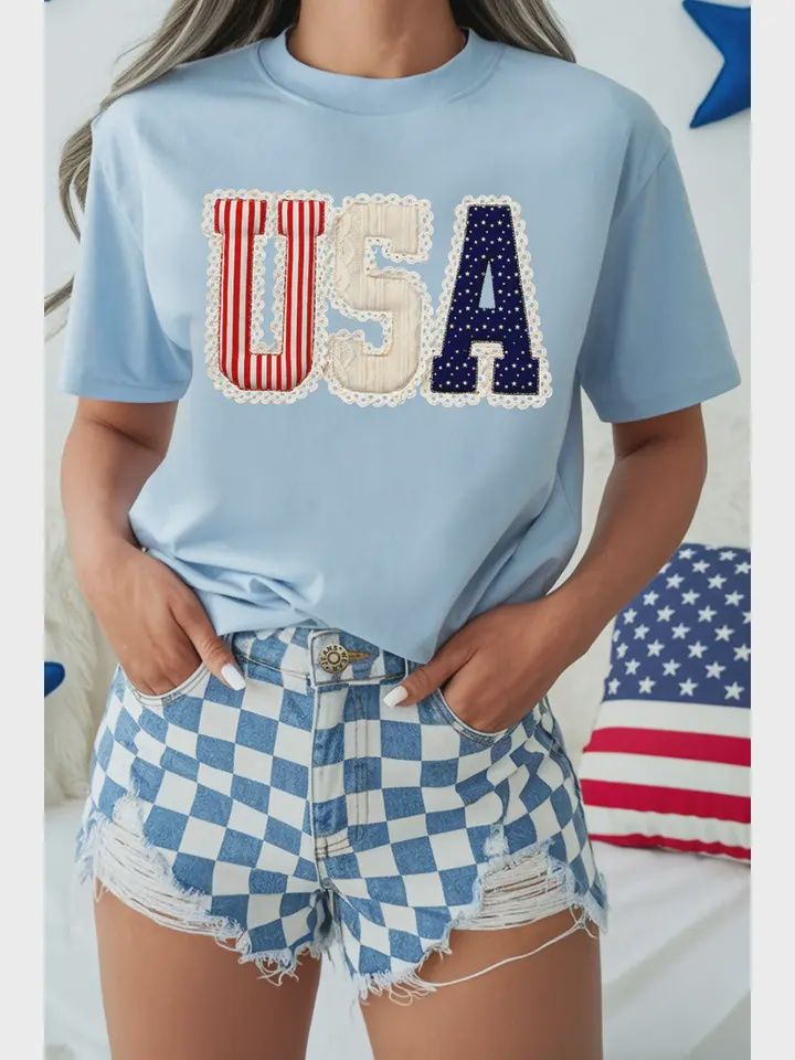 4th July USA Patriotic Printed T Shirt