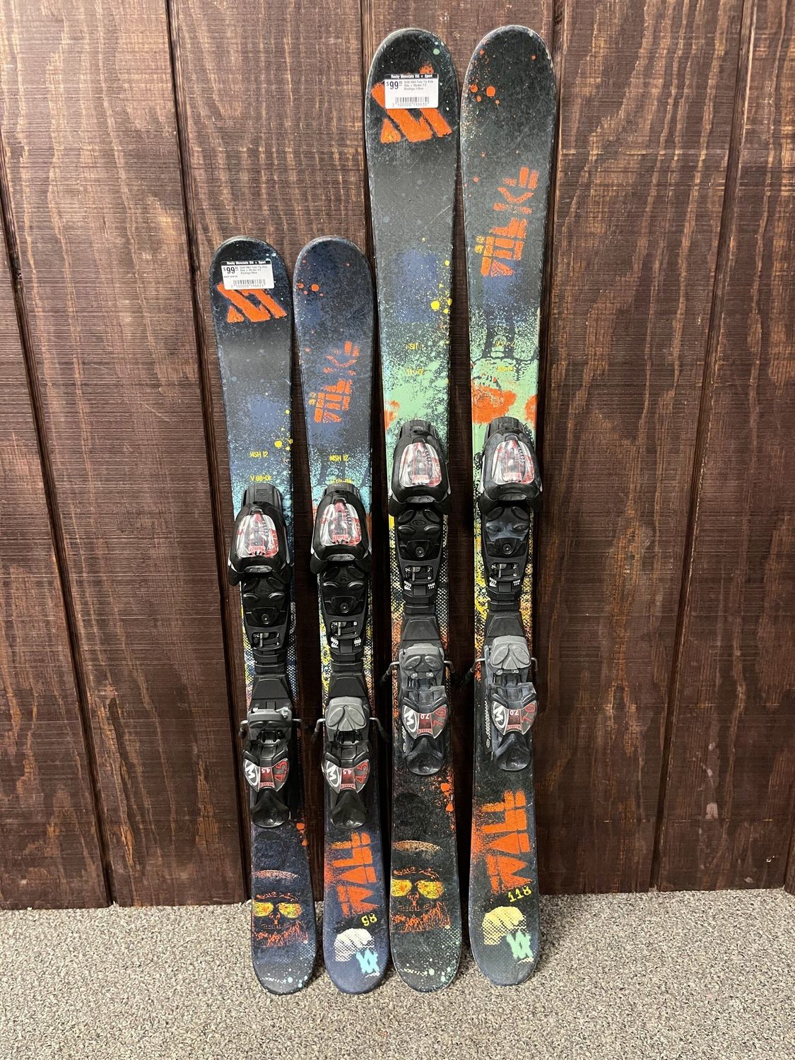 Volkl Wall Twin Tip Kids Skis + Marker 7.0 Bindings 118cm