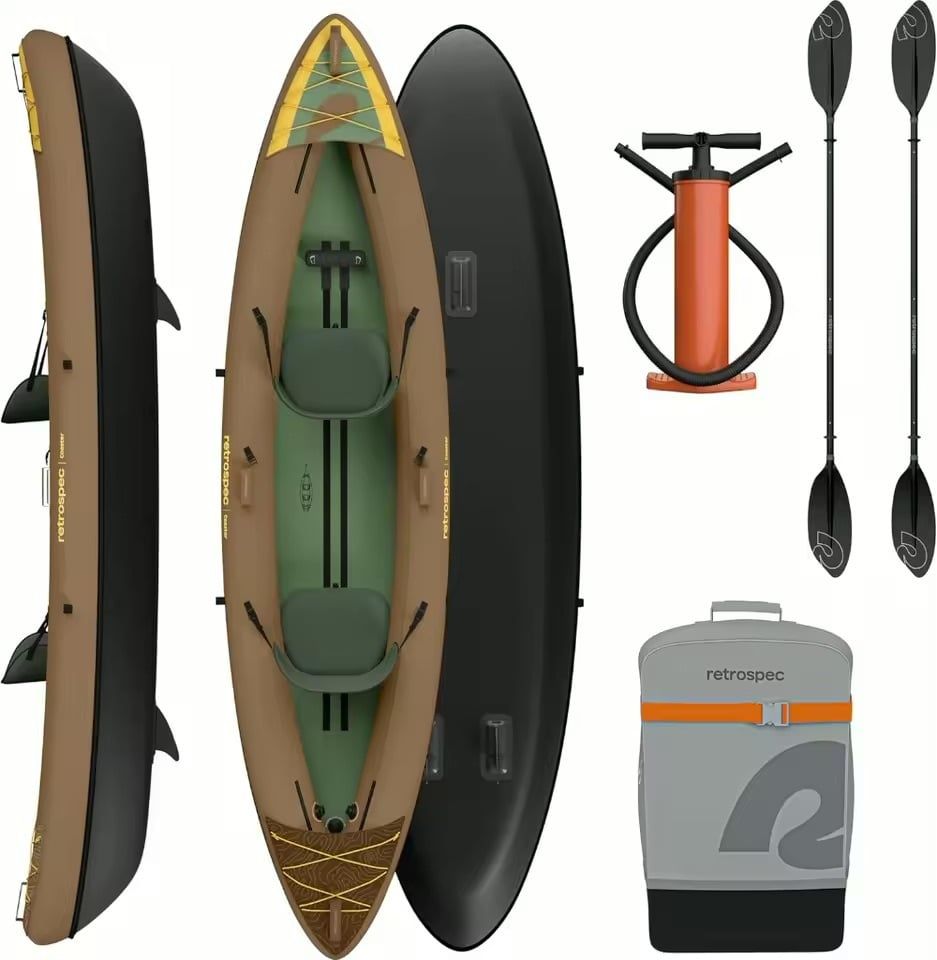 NEW Retrospec Coaster Tandem Inflatable Kayak 12&#39;, Color: Wild Spruce