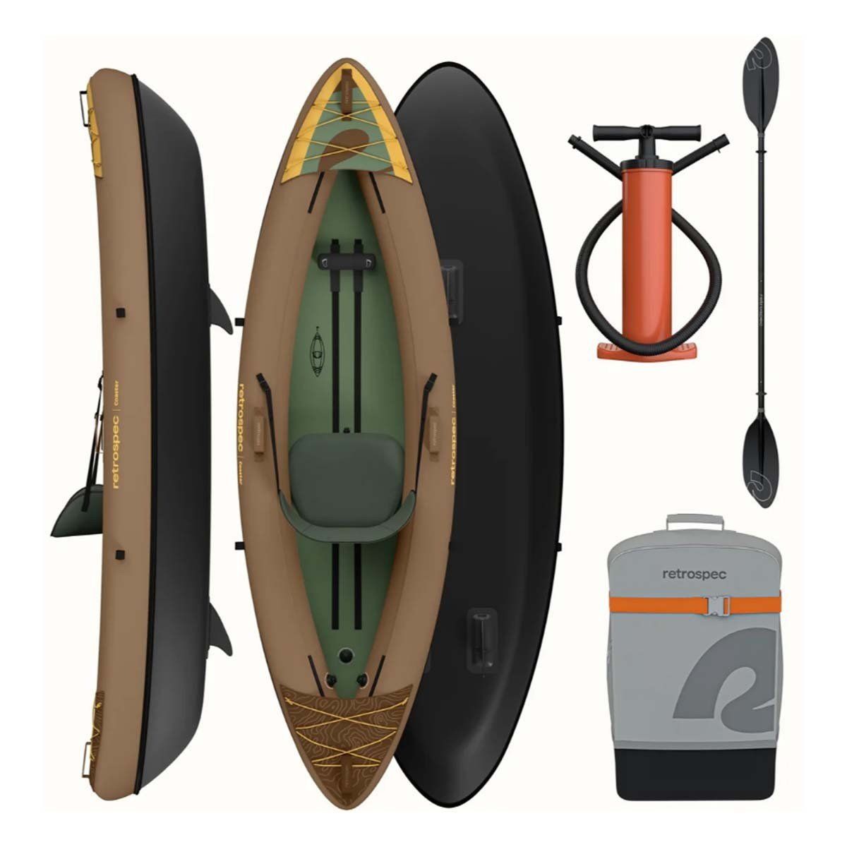 NEW Retrospec Coaster Inflatable 1-Person Kayak 9&#39;10&quot;, Color: Wild Spruce