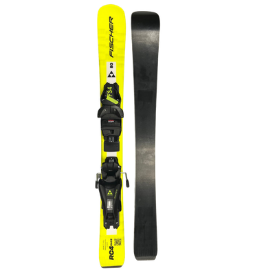 Fischer RC4 Race Jr. Kids Skis + Fischer FJ7 Bindings Black/Yellow 130cm