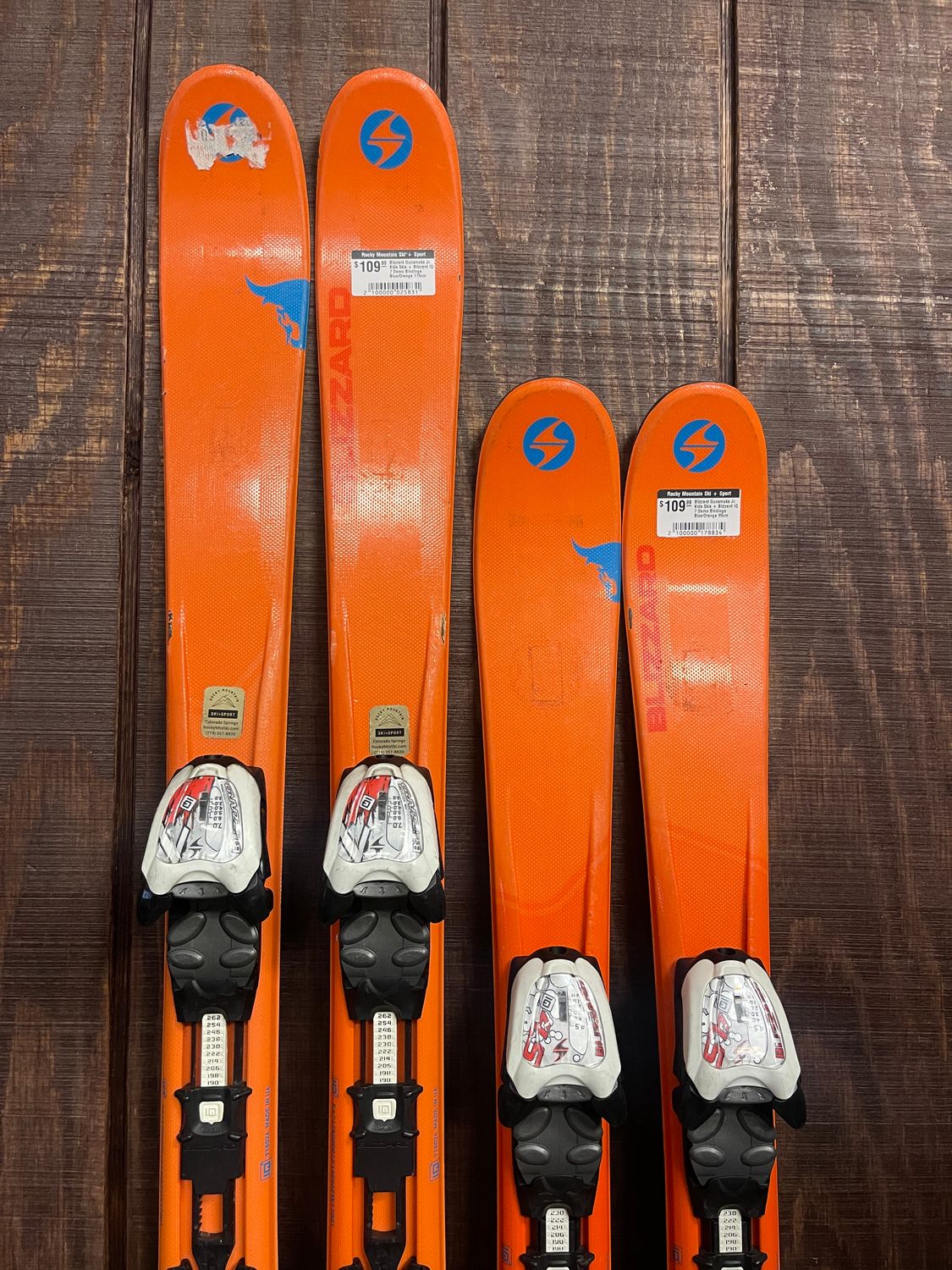 Used Blizzard Gunsmoke Jr. Kids Skis + Blizzard IQ 7 Demo Bindings
