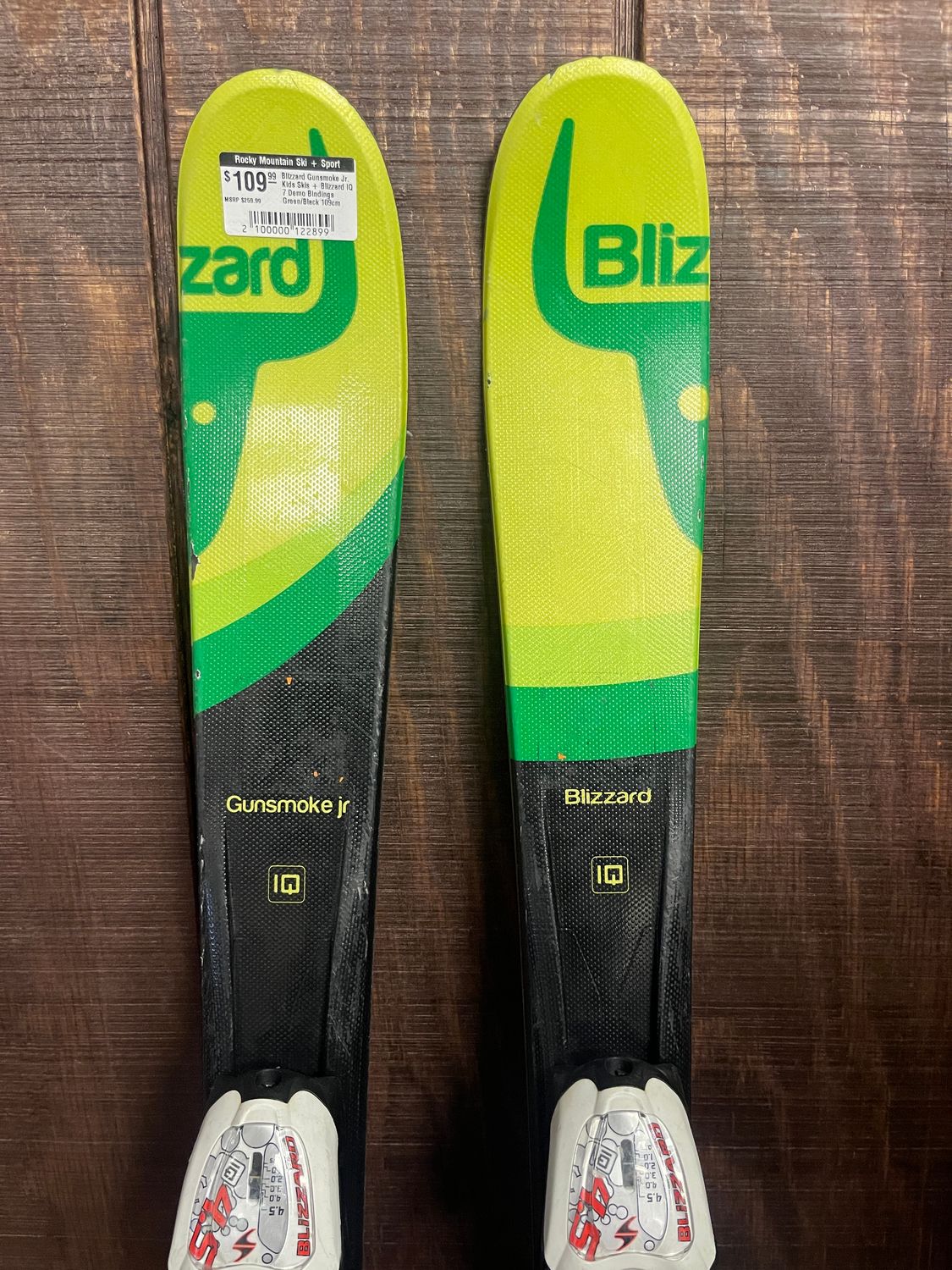 Used Blizzard Gunsmoke Jr. Kids Skis + Blizzard IQ 7 Demo Bindings