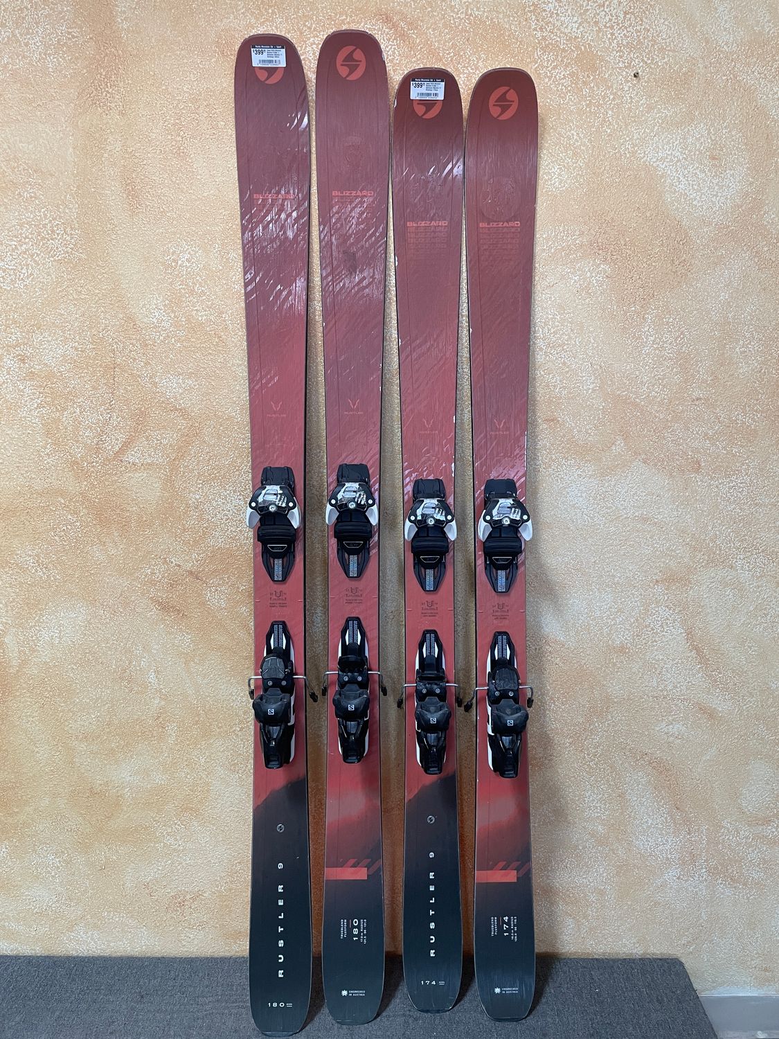 Used 2025 Blizzard Rustler 9 Skis + Salomon Warden 11 Bindings