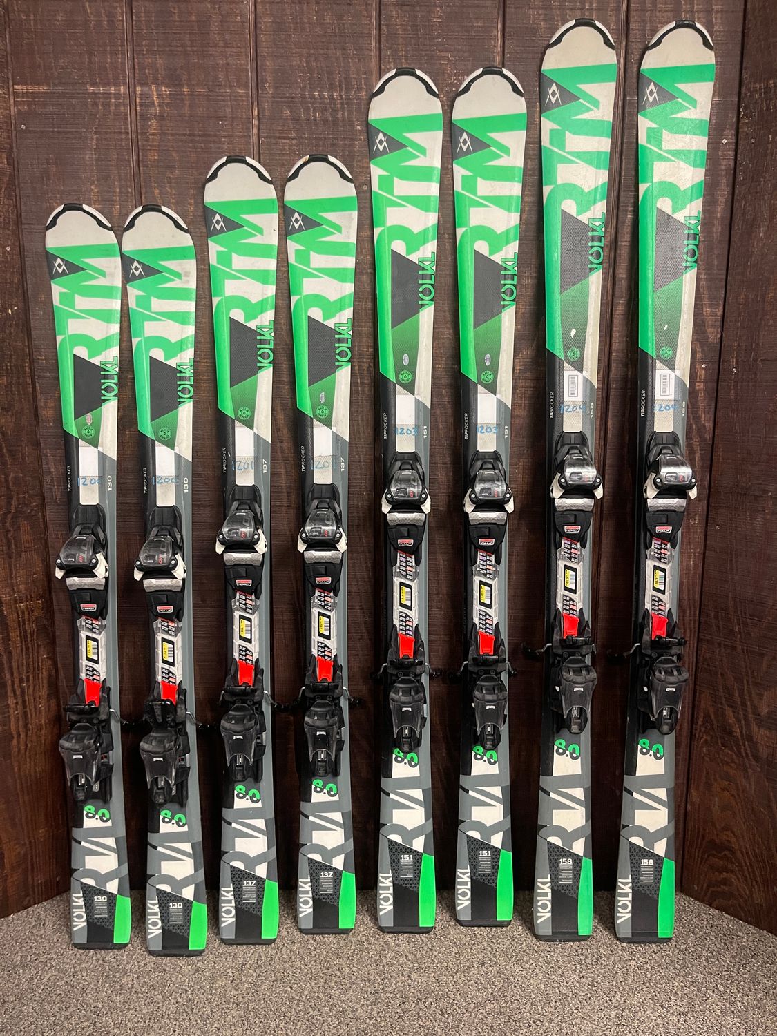 Used Volkl RTM 8.0 Skis + FDT10 GW Adjustable Bindings