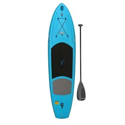 New (Minor Scuffing) Lifetime Amped 11 ft Polyethylene Stand-Up Paddle Board with Paddle and Leash, Glacier Blue - PICK UP ONLY
