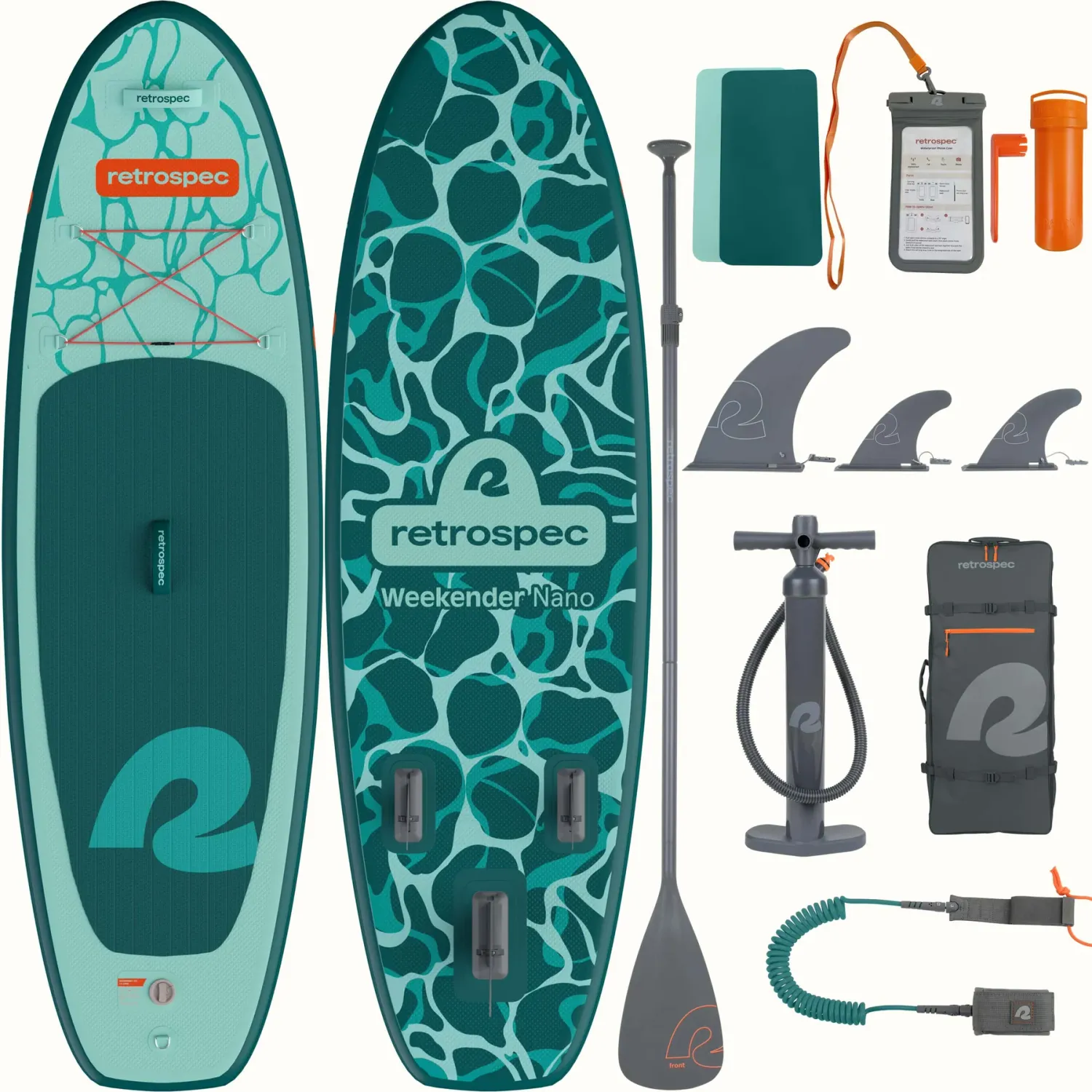 Kids Retrospec Weekender Nano iSUP - 8'6" - (Great White, Seafoam Ripple, Rainbow Trout) Kids Retrospec Weekender Nano iSUP - 8'6" - (Great White, Seafoam Ripple, Rainbow Trout), Style: Seafoam Ripple