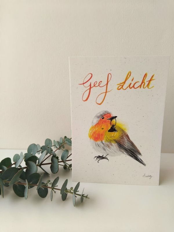 Kerstkaartje &#39;Geef licht&#39;
