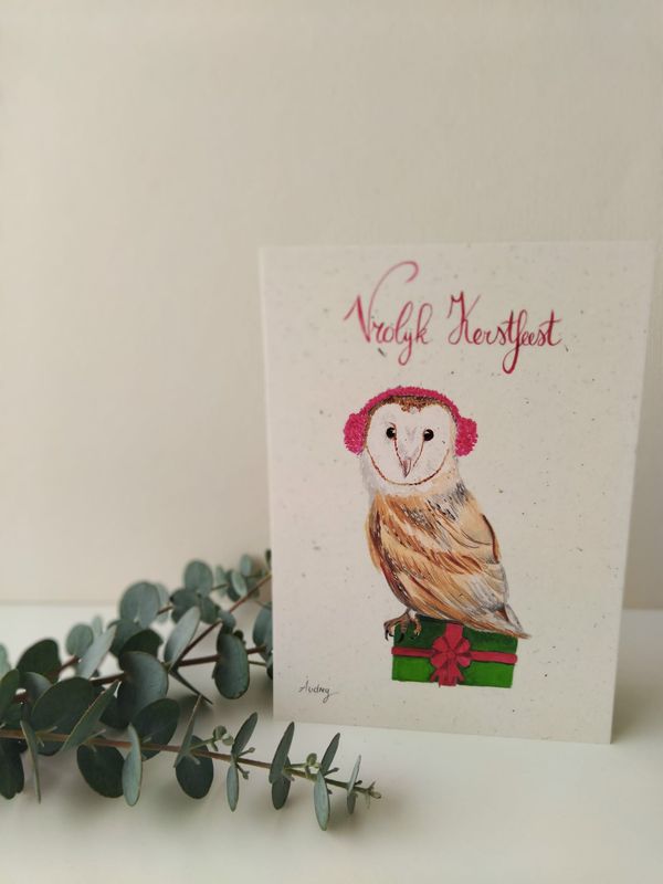 Kerstkaartje uil