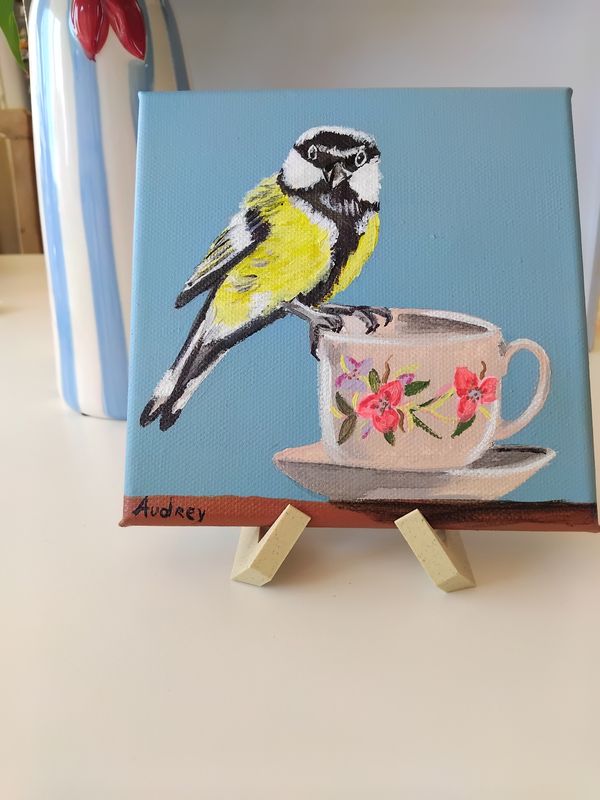Koolmees op canvas