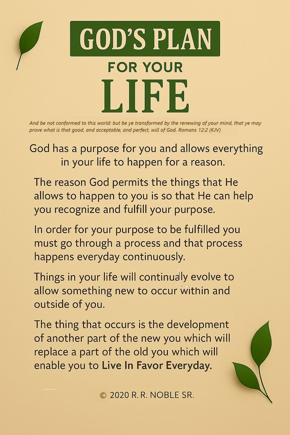GOD&#39;S PLAN FOR YOUR LIFE