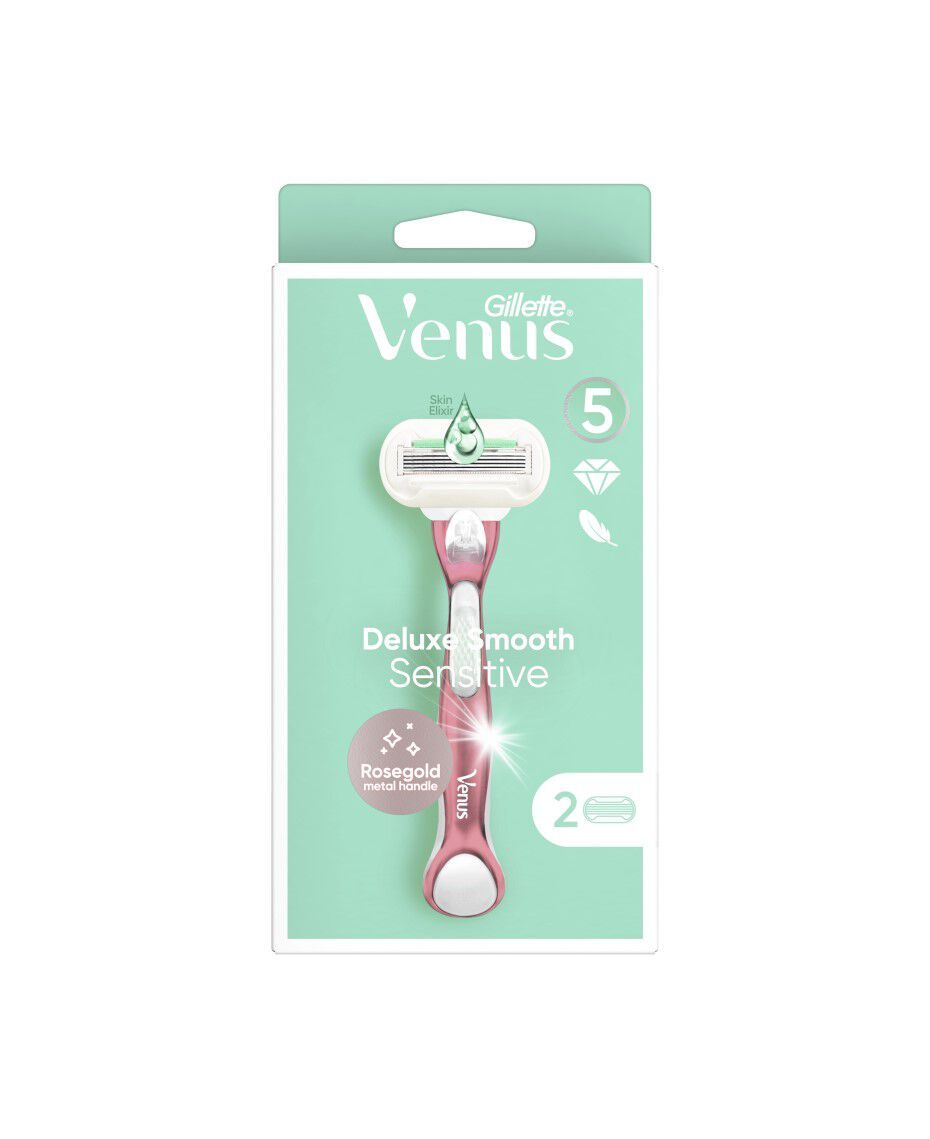 Deluxe Smooth Sensitive Rose Gold Ladies Razor with 2 Blades Refill