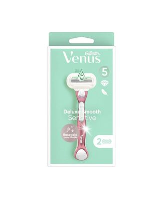 Deluxe Smooth Sensitive Rose Gold Ladies Razor with 2 Blades Refill