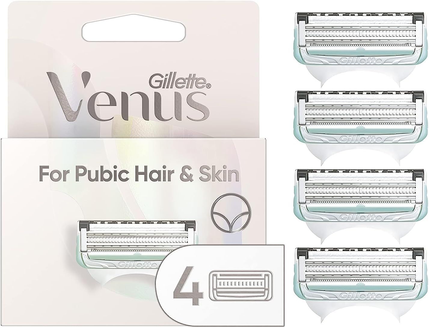 Gillette Venus Intimate Grooming Womens Razor Blade Refills with Bikini Trimmer, 4 Count