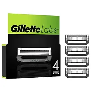 Gillette Labs Razor Blades Men, Pack of 4 Razor Blade Refills, Compatible with GilletteLabs with Exfoliating Bar and Heated Razor